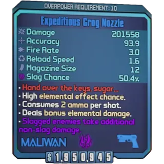 borderlands 2: Grog Nozzle   (Xbox/PC) (adjustable level) 