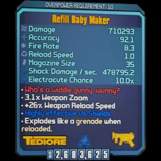 borderlands 2: Baby Maker (Xbox/PC) (adjustable level) (adjustable element)