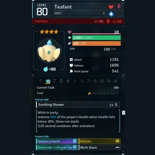 Max Legit Teafant god-roll (worker)