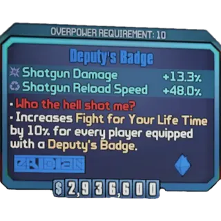 borderlands 2: Deputy's Badge (Xbox/PC) (adjustable level) 