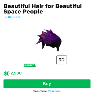 Clothing Roblox Limited Beautiful Hair For Beautiful Space People In Game Items Gameflip - buy roblox limiteds usd