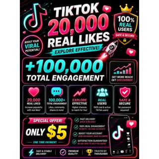 ⭐️🔥 20,000 TikTok Real Likes 🚀 +100,000 Engagement 💥 Explore Boost Only $5! ⭐️