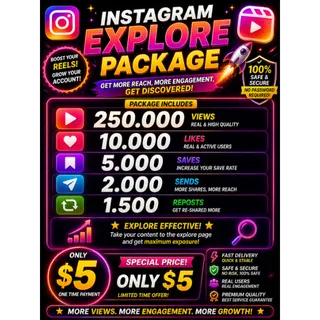 ⭐️🔥 250,000 Instagram Views + 10,000 Likes 🚀 Explore Package 💥 Only $5!