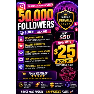 🔥 50,000 Instagram Followers | Global Premium Package | $25 Only | Limited Stock ⚡