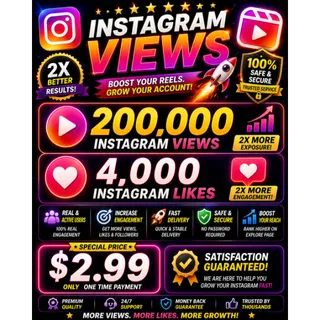 ⭐️🔥 200,000 Instagram Views + 4,000 Likes 🚀 2X Boost 💥 Only $2.99! ⭐️