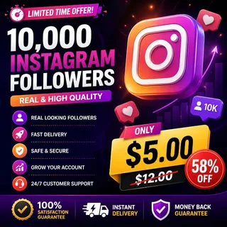 Get 10,000 Instagram Followers instantly and grow your profile today!