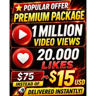 ⭐ 1 MILLION VIDEO VIEWS + 20K LIKES – PREMIUM PACKAGE (INSTANT DELIVERY)
