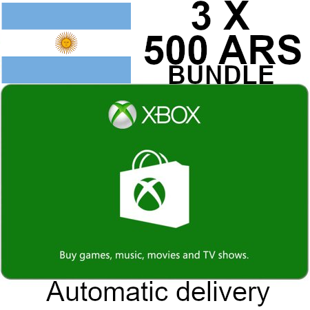 1500 ARS Xbox Gift Card Argentina Store Bundle 3x 500 ARS Automatic Delivery