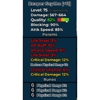 dungeon leveling reaper scythe