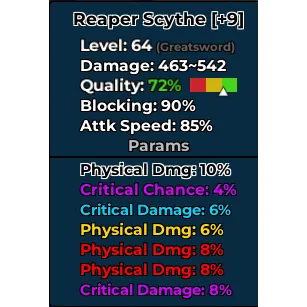 dungeon leveling reaper scythe