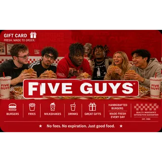 $50.00 USD Five Guys Gift Card