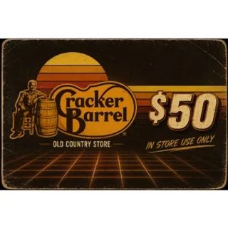 $50.00 USD Cracker Barrel Gift Card