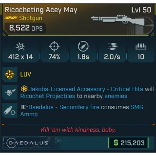 Borderlands 4✅Ricocheting Acey May✅Jakobs SMG