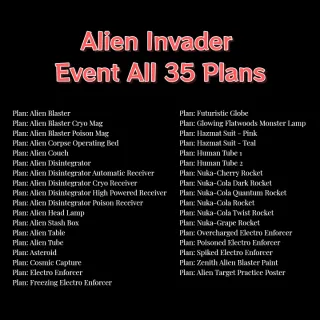 Alien Invader Event All 35 Plans