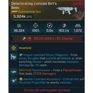 Borderlands 4 Modded Weapon Birt's Bees 5924K DPS✅PC/PS/XBOX