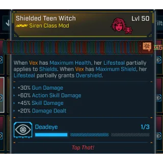Borderlands 4 Modded VEX Class Mod Shielded Teen Witch  - LVL 50 All Skills
