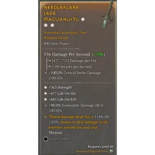 NEEDLEFLARE  JADE  MACUAHUITL