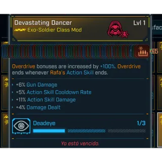 Borderlands 4 Modded Rafa Class Mod Devastating Dancer - LVL 1 All Skills