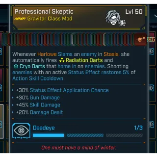 Borderlands 4 Modded✅Gravitar Class Mods -  Professional Skeptic - All Skills✅