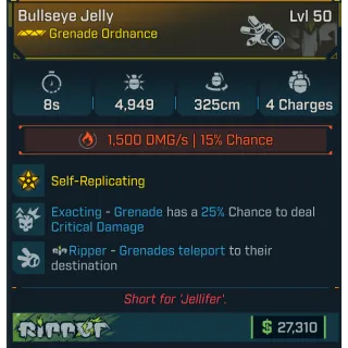 Borderlands 4✅Bullseye Jelly - Grenade Ordnance✅PC/PS4/PS5/XBOX