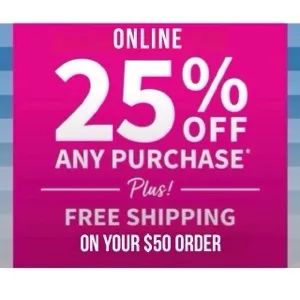 Bath & Body Works 25%+free shipping coupon X1