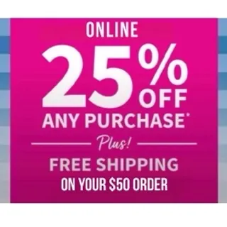 Bath & Body Works 25%+free shipping coupon X1