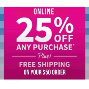 Bath & Body Works 25%+free shipping coupon X1