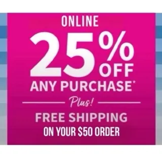 Bath & Body Works 25%+free shipping coupon X1
