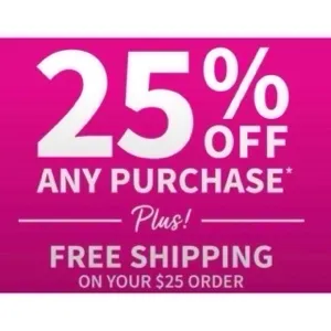 Bath & Body Works 25%+free shipping coupon X1