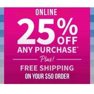 Bath & Body Works 25%+free shipping coupon X1