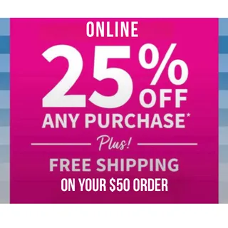 Bath & Body Works 25%+free shipping coupon X1