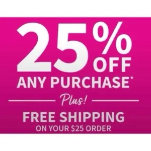 Bath & Body Works 25%+free shipping coupon X50
