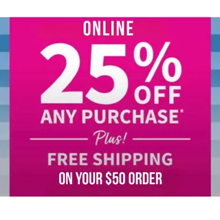 Bath & Body Works 25%+free shipping coupon X1