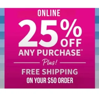 Bath & Body Works 25%+free shipping on $50 or more order coupon X50