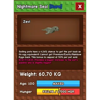 Nightmare Seal Age 100 Weight 60kg ++