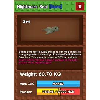 Nightmare Seal Age 100 Weight 60kg ++