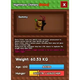 Nightmare Chimera Age 100 Weight 60KG ++