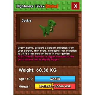 Nightmare T-Rex Age 100 Weight 60kg ++