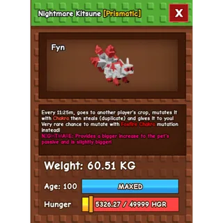 Nightmare Kitsune Age 100 Weight 60kg ++