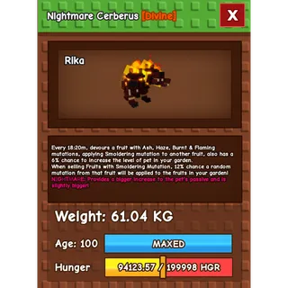 Nightmare Cerberus Age 100 Weight 60kg ++