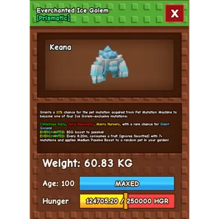 Everchanted Ice Golem Age 100 Weight 60kg ++