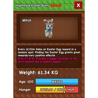 Nightmare Easter Bunny Age 100 Weight 60kg ++