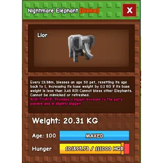 Bundle 6x Nightmare Elephant Age 100 Weight 19kg++ 7x Nightmare Brontosaurus Age 100 Weight 20kg ++
