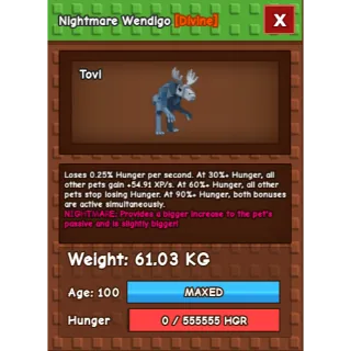 Nightmare Wendigo Age 100 Weight 60kg ++