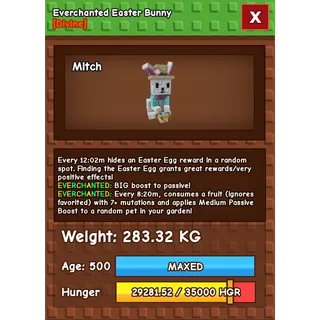 Everchanted Easter Bunny Age 500 Weight 280KG ++