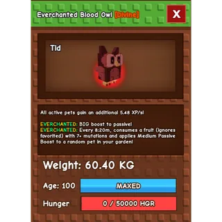 Everchanted Blood Owl Age 100 Weight 60kg ++