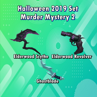 Mm2 Set Bundle 🌙 HALLOWEEN SET ELDERWOOD HALLOWSCYTHE BATWING ALL IN  PICTURE