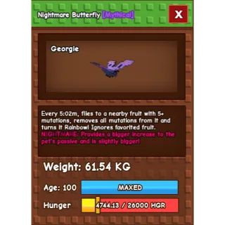 Nightmare Butterfly Age 100 Weight 60kg ++