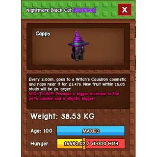 Nightmare Black Cat 38Kg ++ Age 100 Ability New Fruit Within 16 studs will be 2x Larger