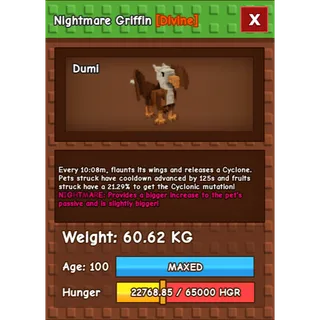 Nightmare Griffin Age 100 Weight 60kg ++